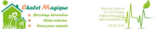 Le Chalet Magique a vus le jour le 02 mai 2009. transparent Il est n&eacute; d&rsquo;une passion pour la d&eacute;coration et surtout l&rsquo;envie de faire partager cette passion. transparent Dans notre magasin vous trouverez des id&eacute;es de d&eacute;coration, de bricolage. Nous proposons &eacute;galement des cours pour petits et grands ainsi que des ateliers anniversaire. Chaque ann&eacute;e nous organisons les passeport vacances de la glane.t